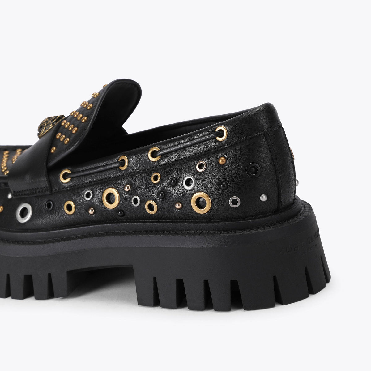 Studded Chunky Loafer in Black Leather