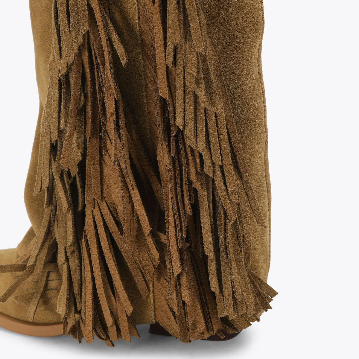 Albany Fringe Western Boot in Tan Suede