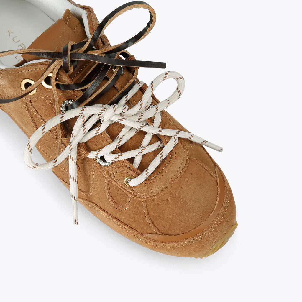 Kurt Slim Runner Sneakers in Tan Suede