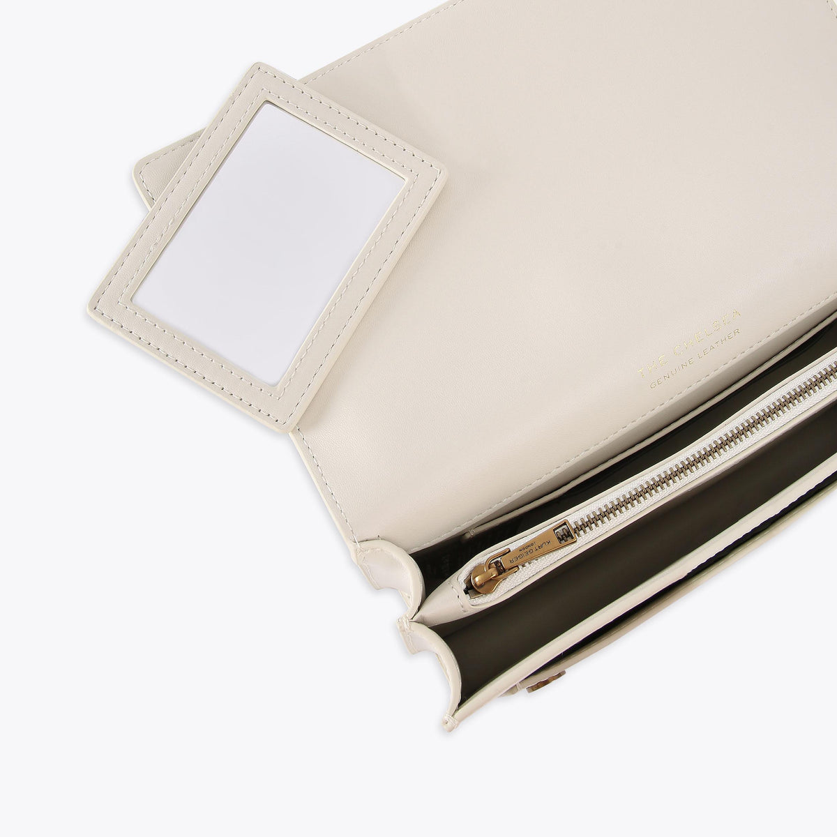 Chelsea East-West Flap Bag in Bone Leather