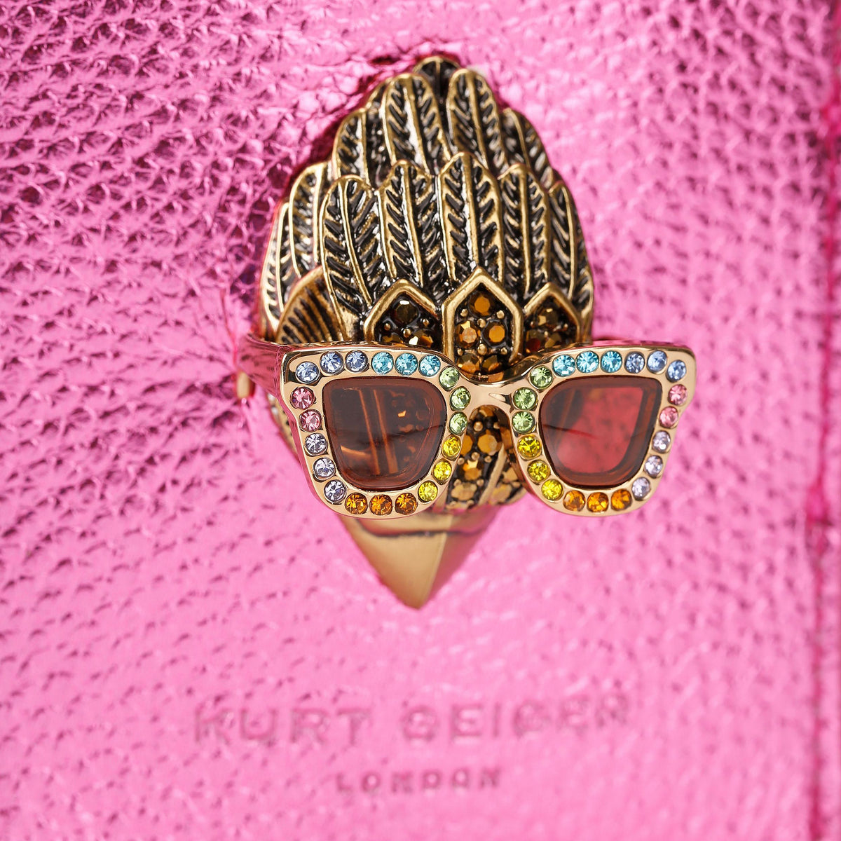 Sun Lanyard Card Strap in Pink Leather