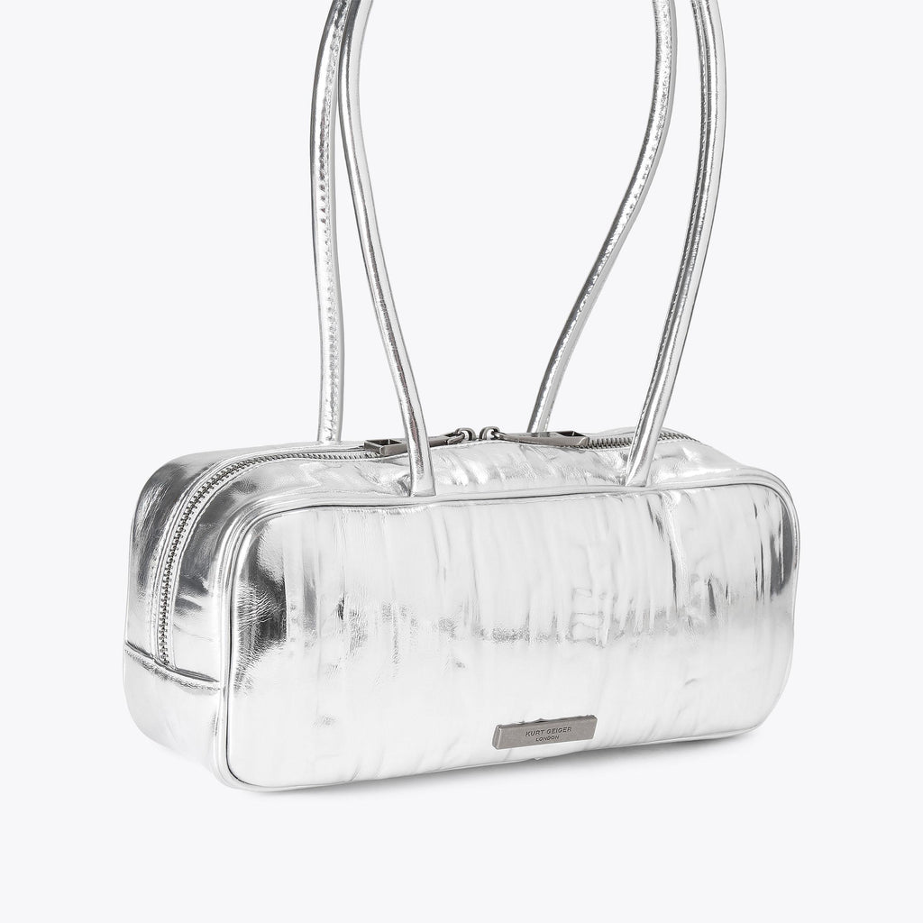 Small Celia Duffle Bag in Silver Leather