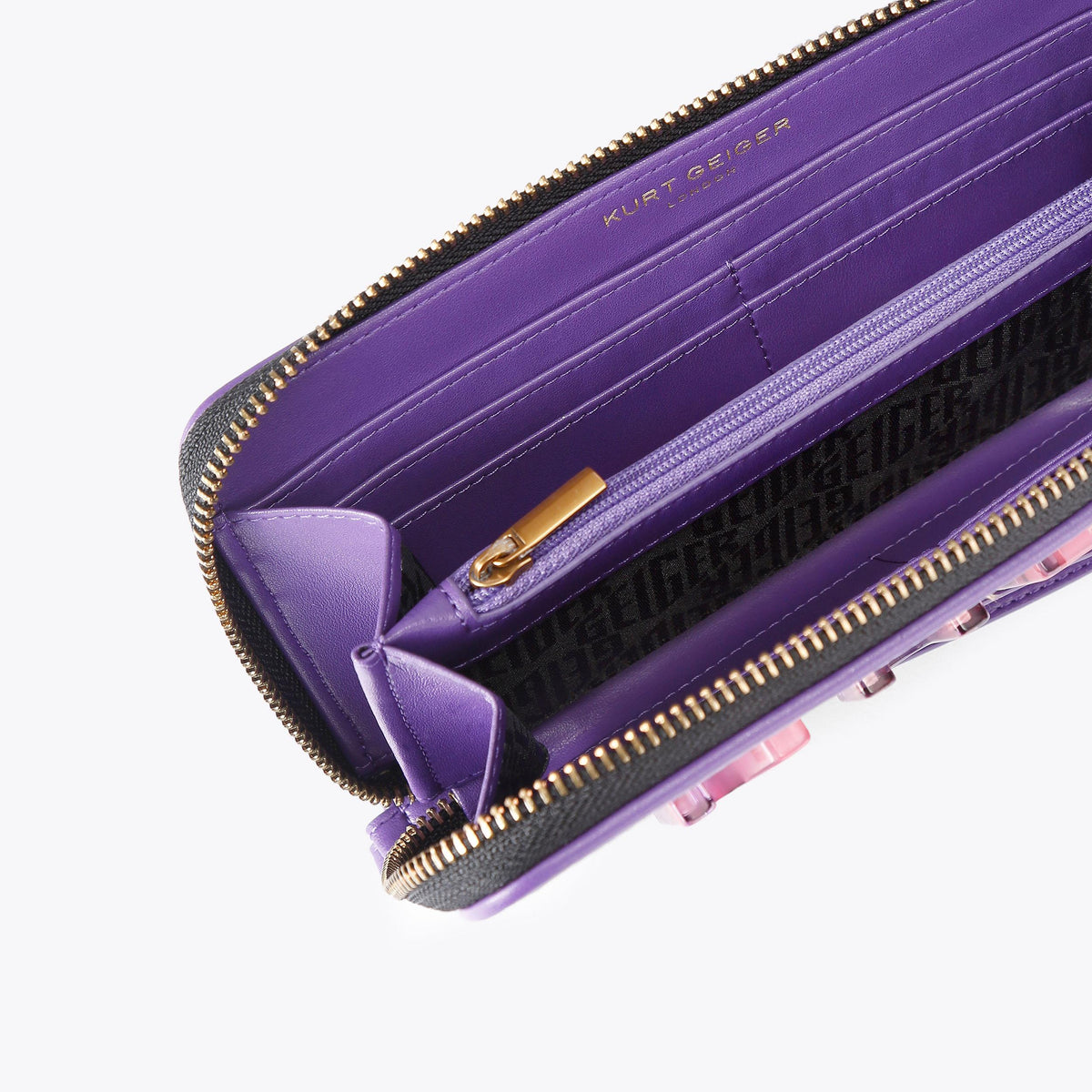 Kensington Kurt Zip Around Wallet in Lilac Floral Fabric