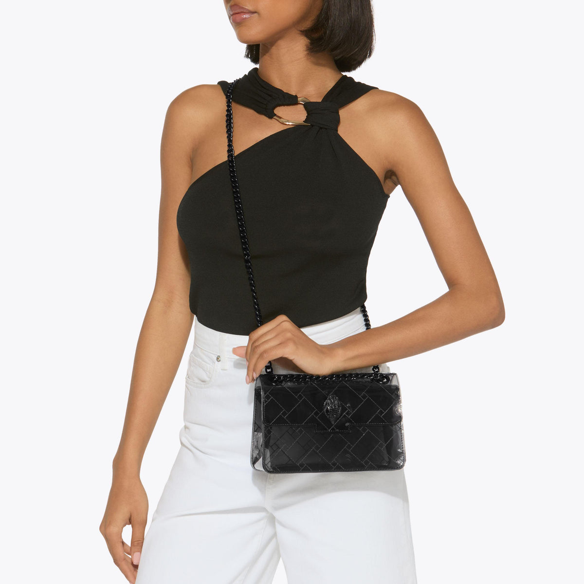 Mini Vinyl Kensington Drench Flap Bag in Black