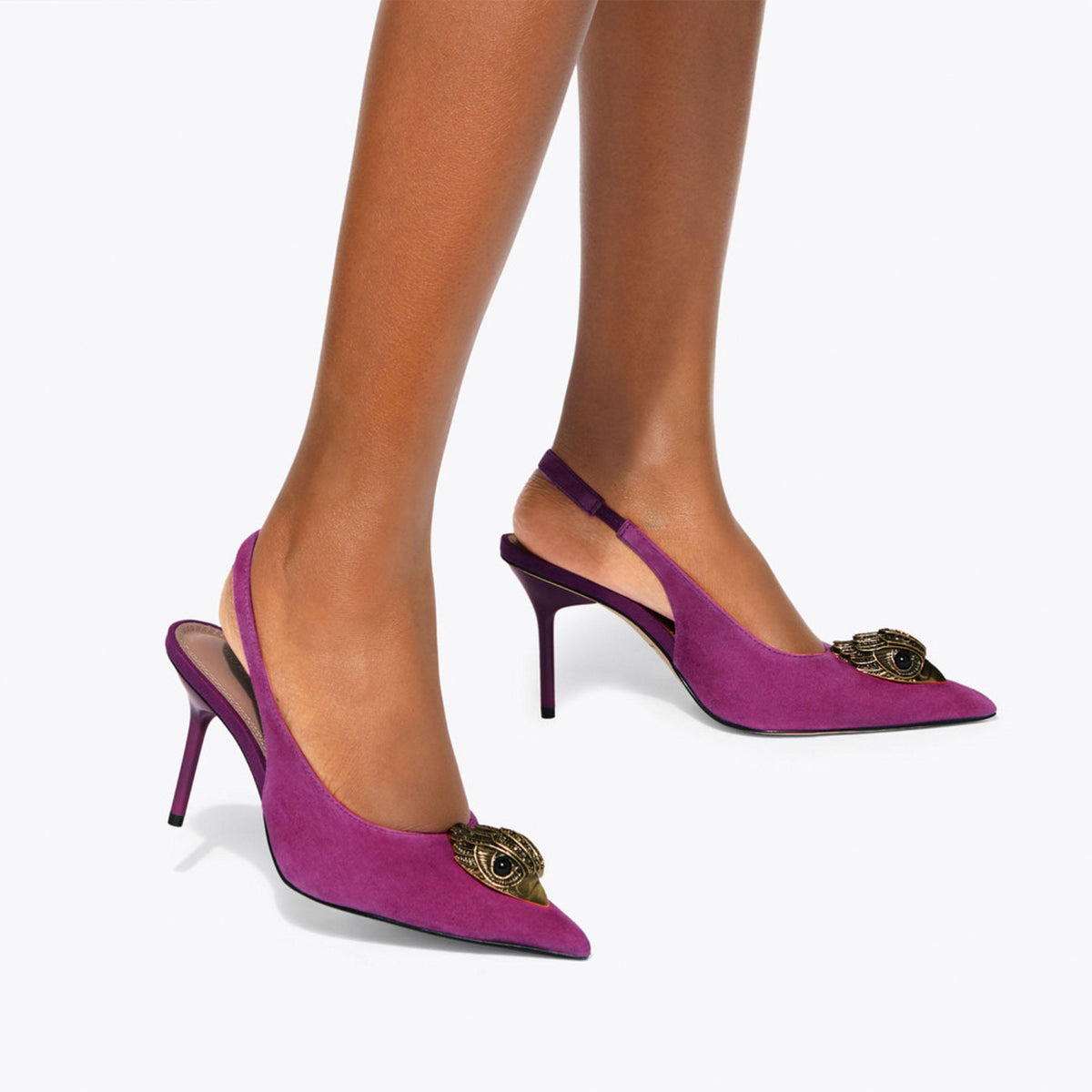 Belsize Eagle Slingback Heel in Fuchsia Suede