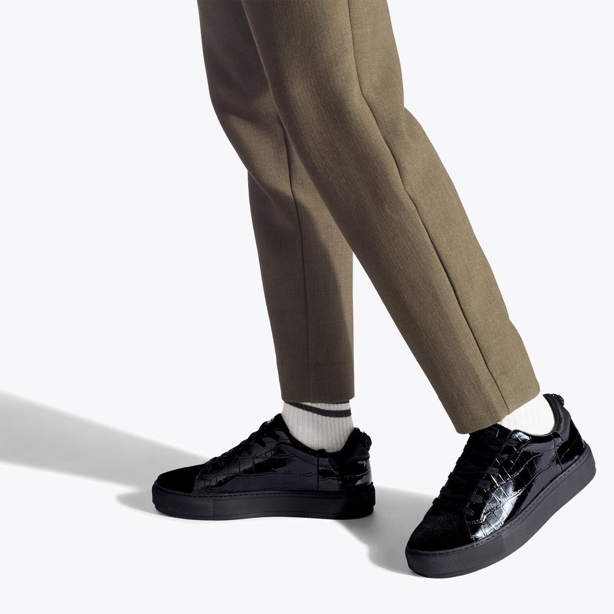 Laney Croc-Texture Sneaker in Black