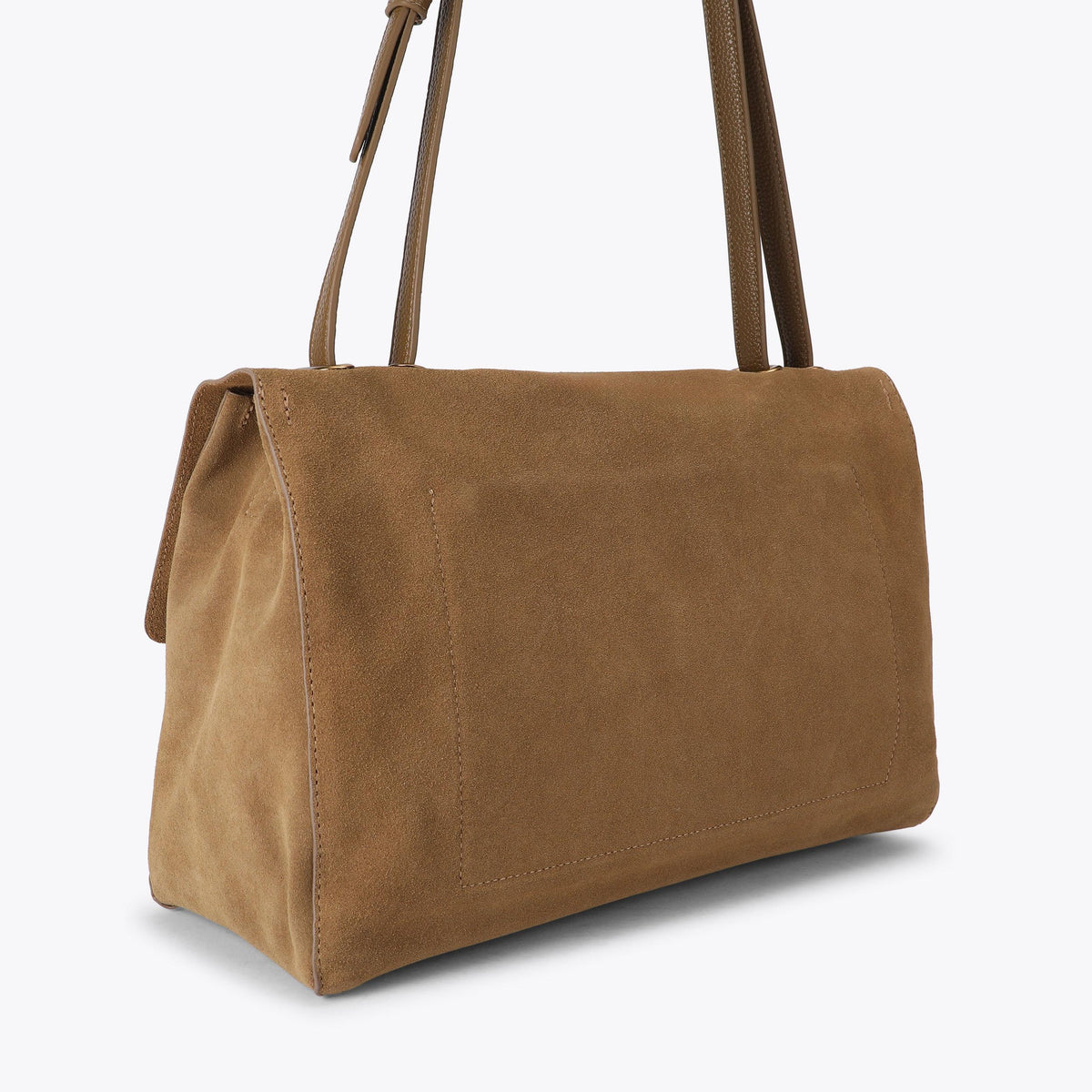 Chelsea Large Slouch Flap Shoulder Bag in Tan Suede