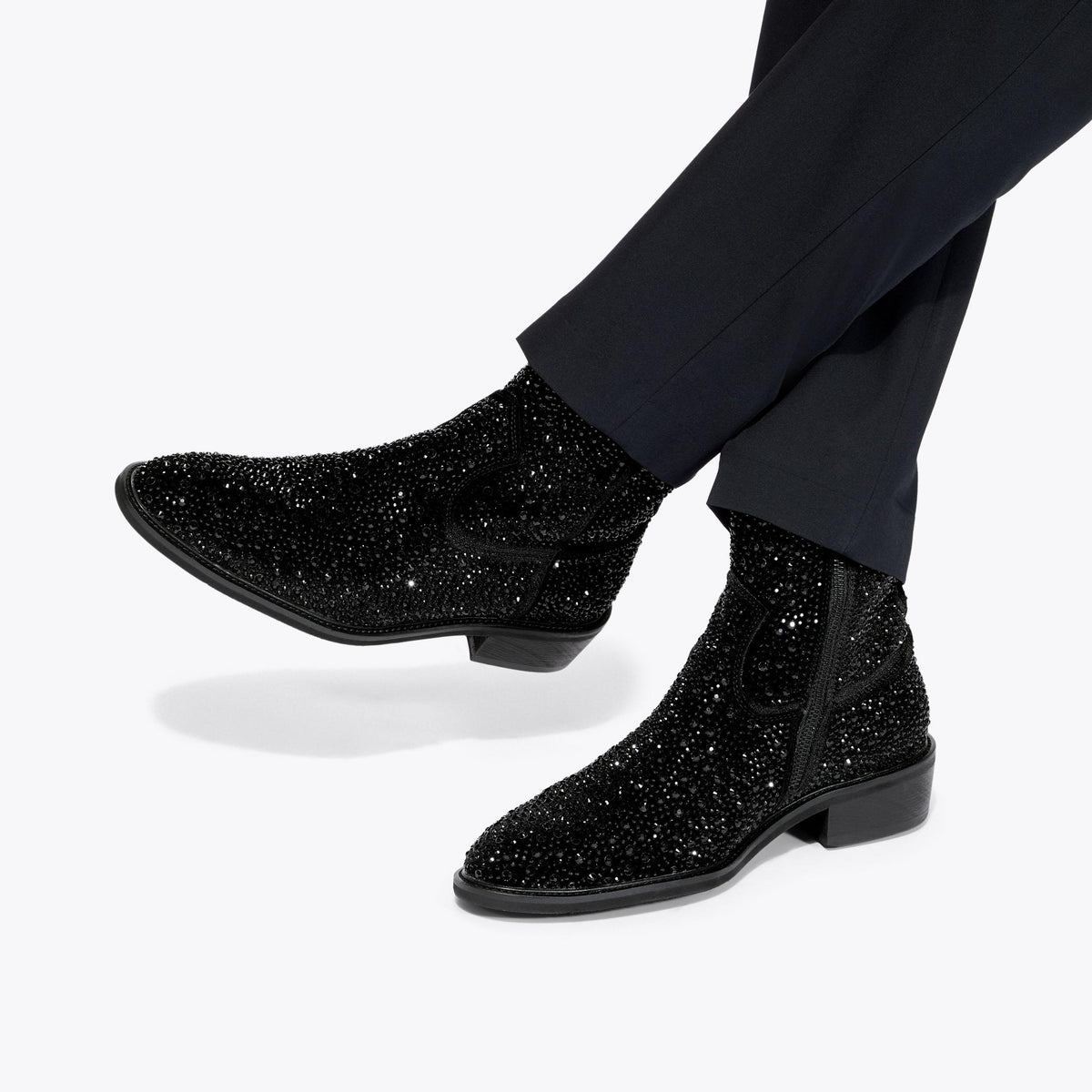 Palmer Western Boot in Black Crystal Fabric
