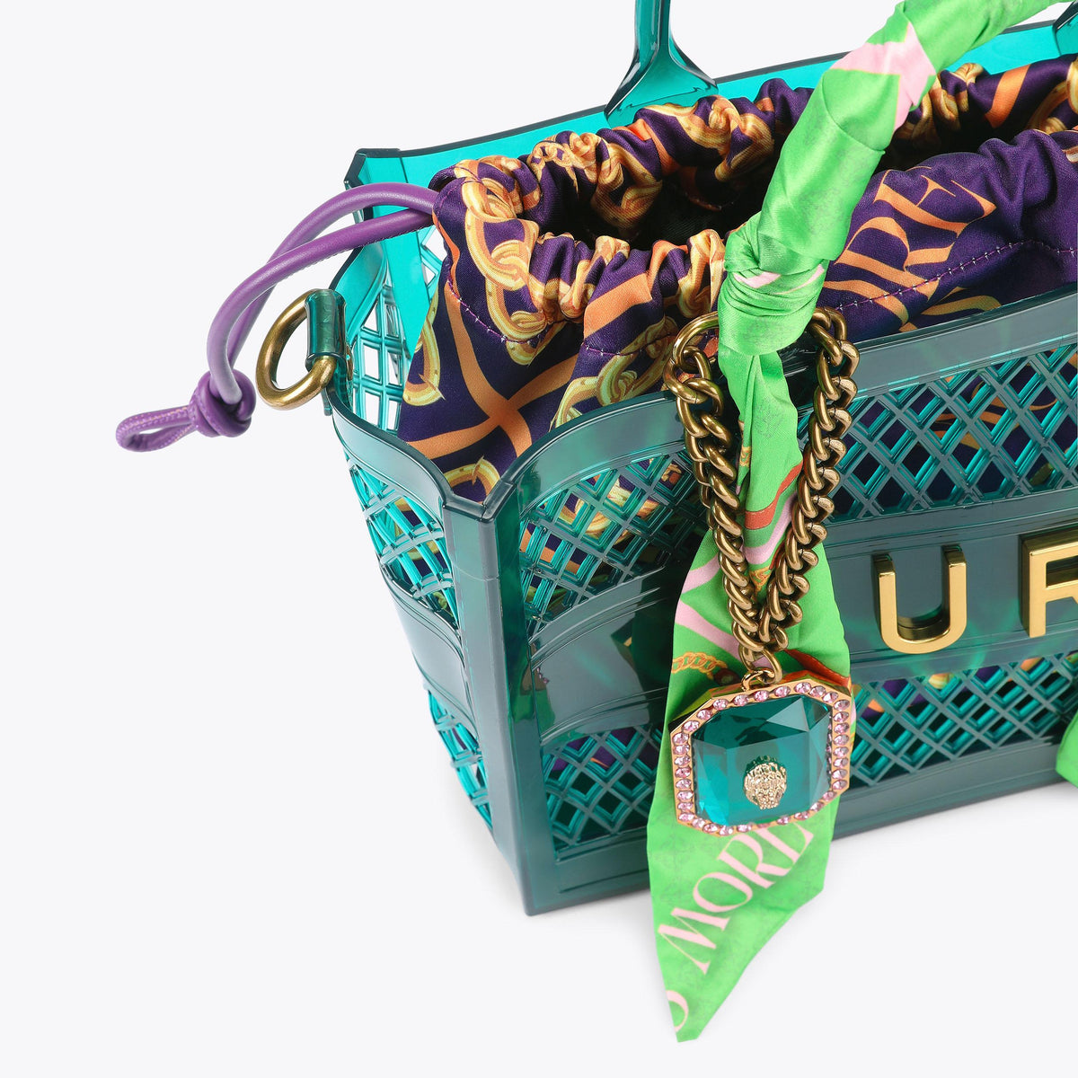 Small Jelly Tote Bag in Teal Vinyl