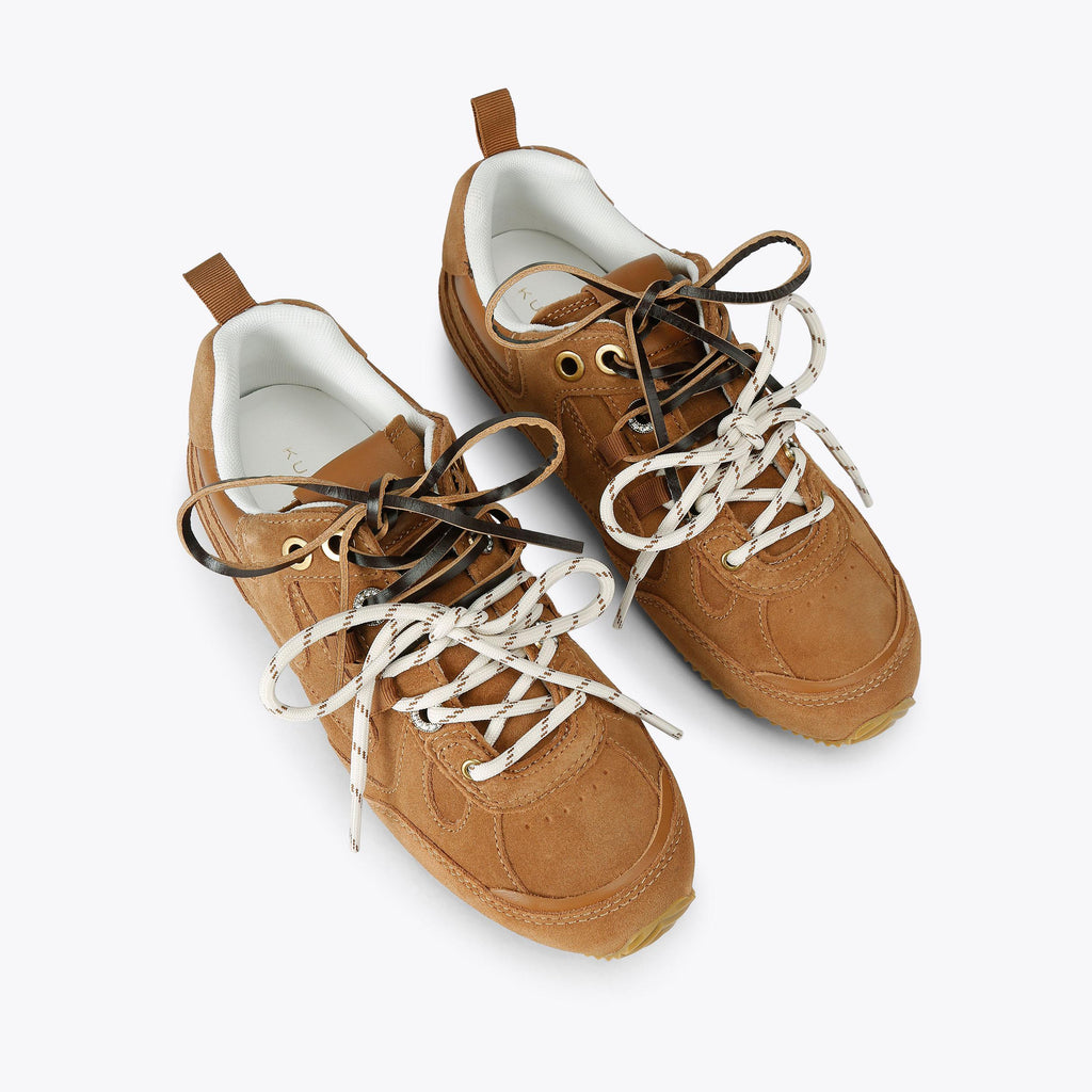 Kurt Slim Runner Sneakers in Tan Suede