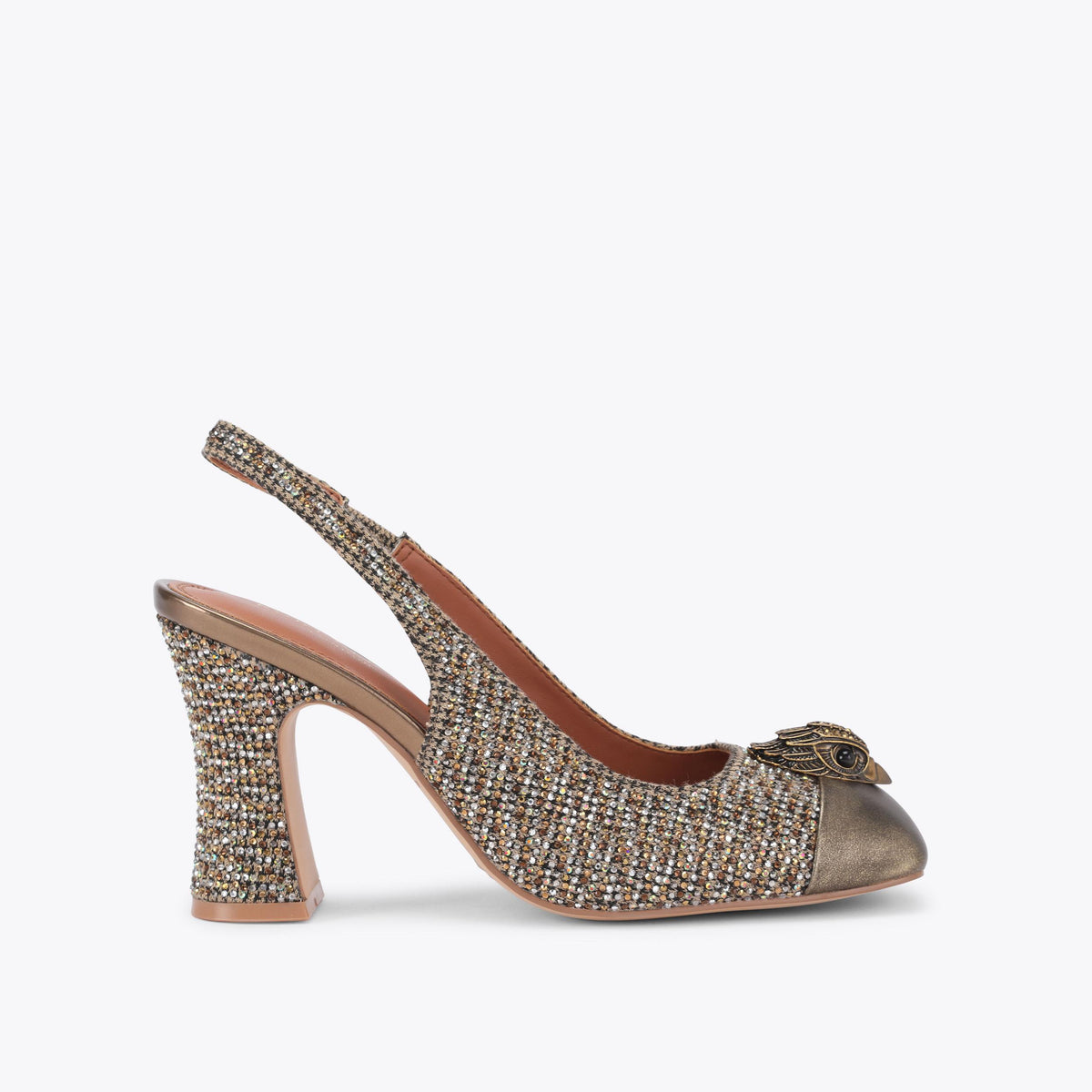 Belgravia Cap-Toe Court in Beige Houndstooth Fabric