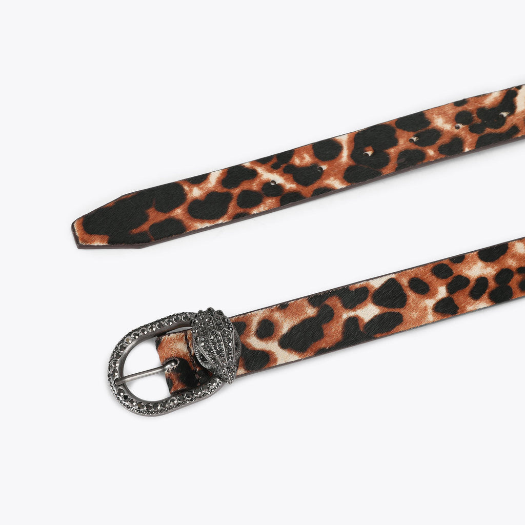 Mayfair 30 Animal Print Belt in Brown Leather