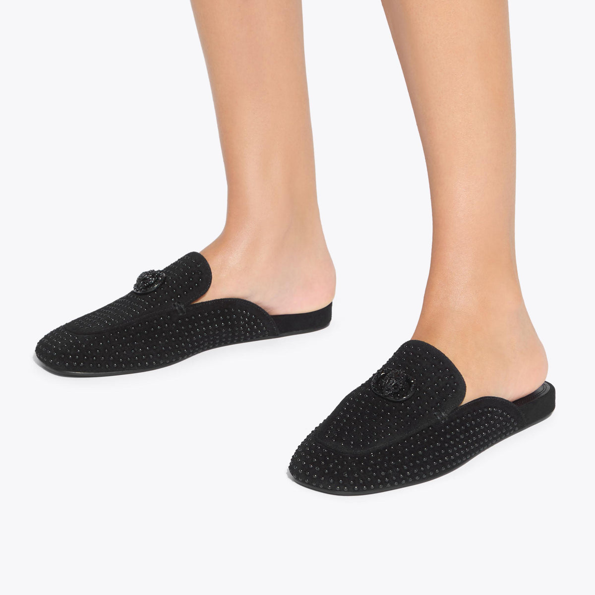 Chelsea Loafer Mule in Black Suede