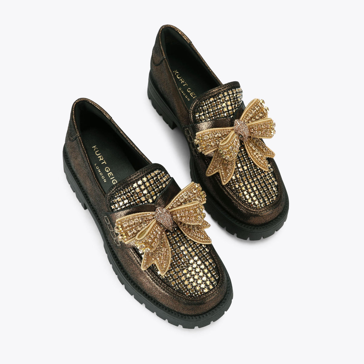 Bow Crystal Loafer in Metallic