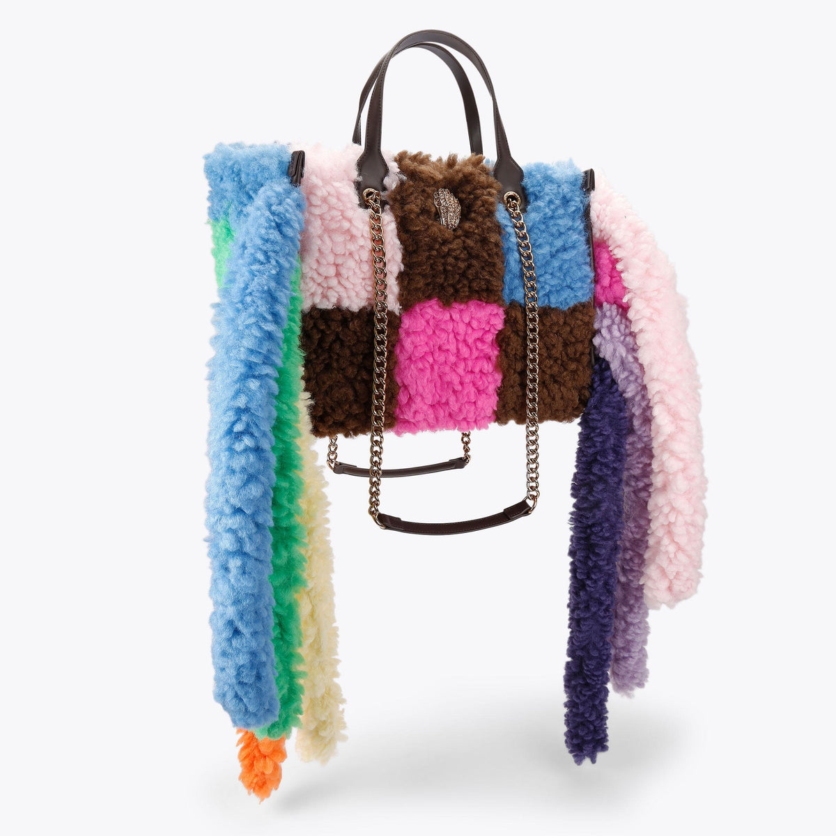 Small Hoxton Shopper Fringe Tote in Multi Colour Faux Fur