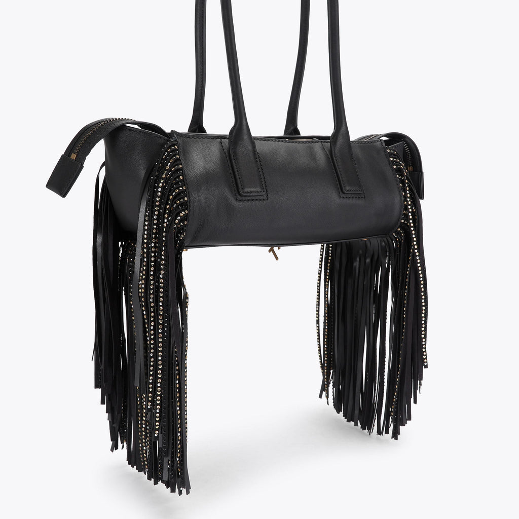 Sloane Eastwest Shoulder Fringe Bag black