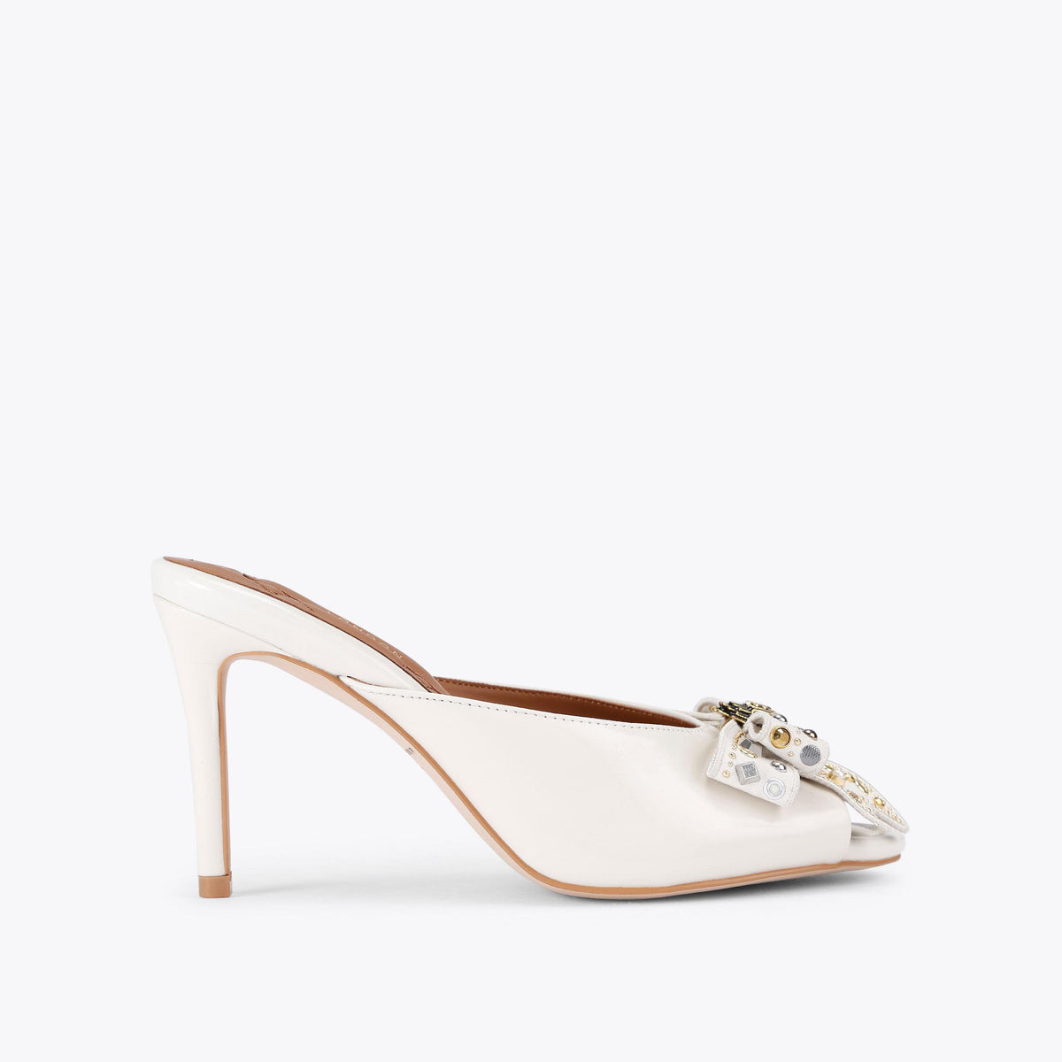 Belgravia Stud Bow Mule Heel in White