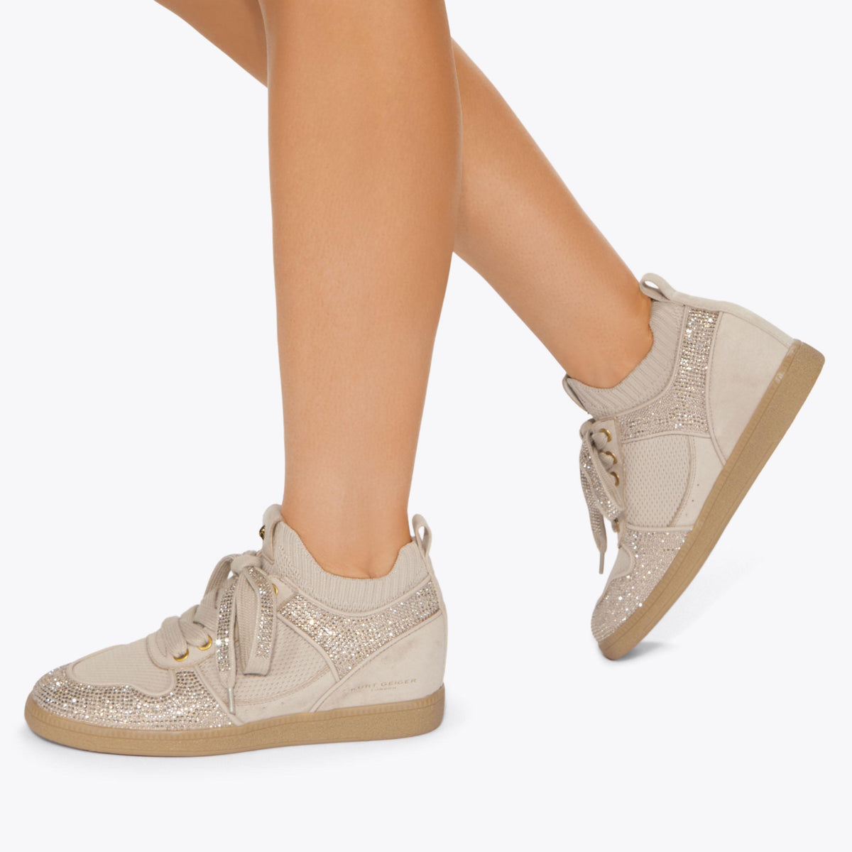 Poplar Sneakers in Beige Knit Fabric