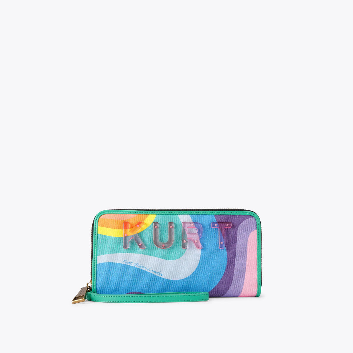 Kurt Zip Around Wallet in Rainbow Swirl Fabric