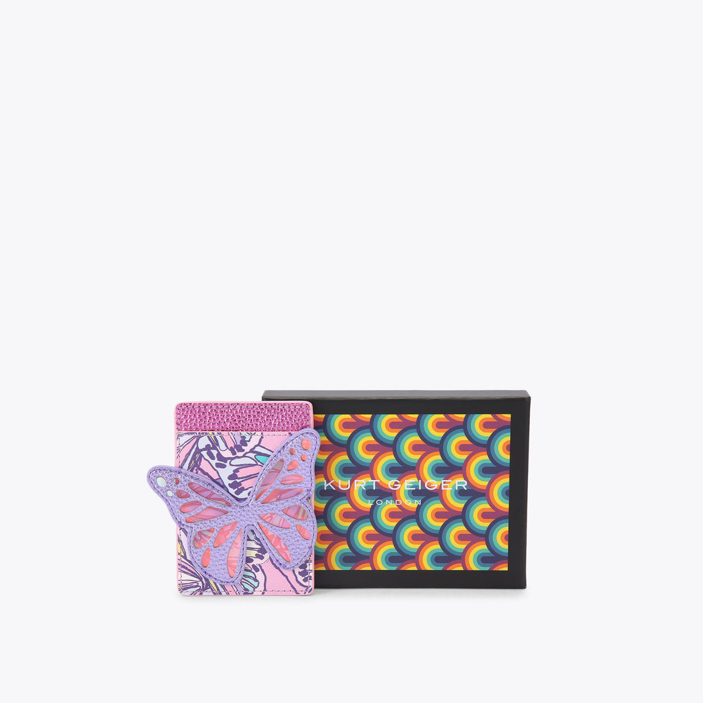 Butterfly Card Holder in Purple Pink Leather