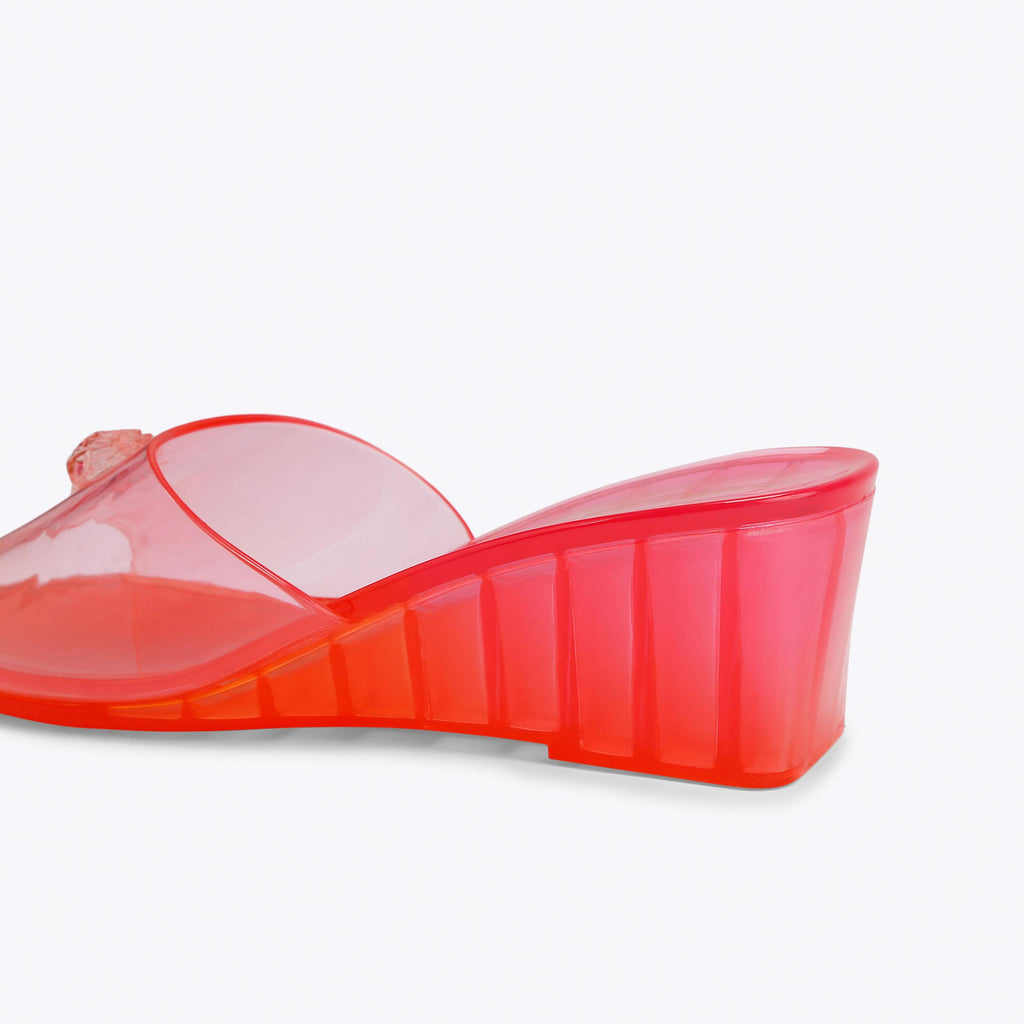 Maddison Wedge Mule in Orange Perspex