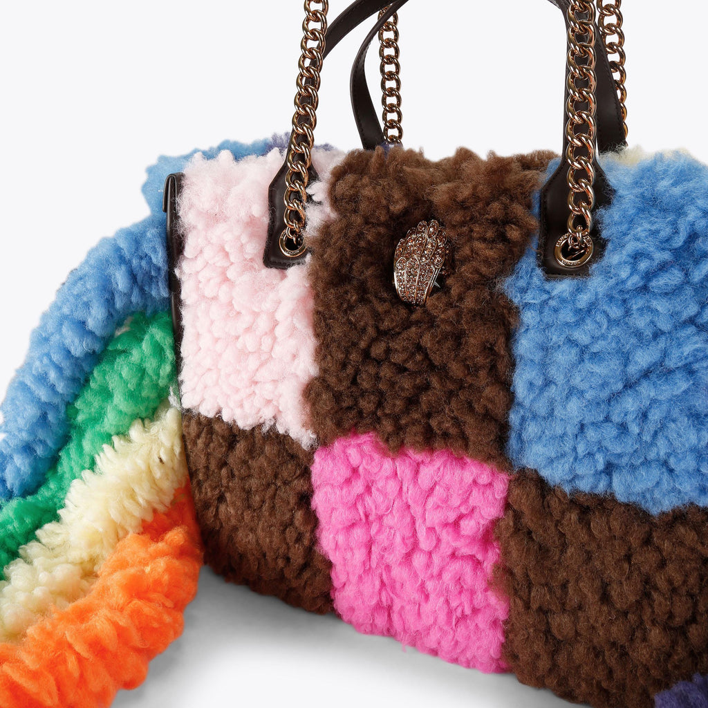Small Hoxton Shopper Fringe Tote in Multi Colour Faux Fur