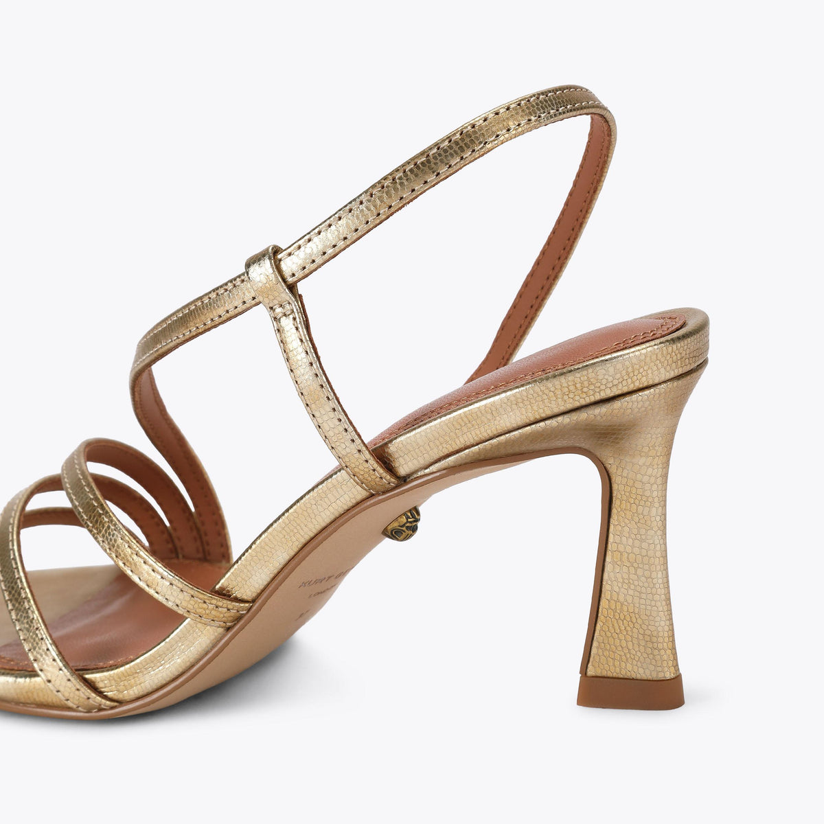 Annabel Low Heel Sandal in Gold Leather