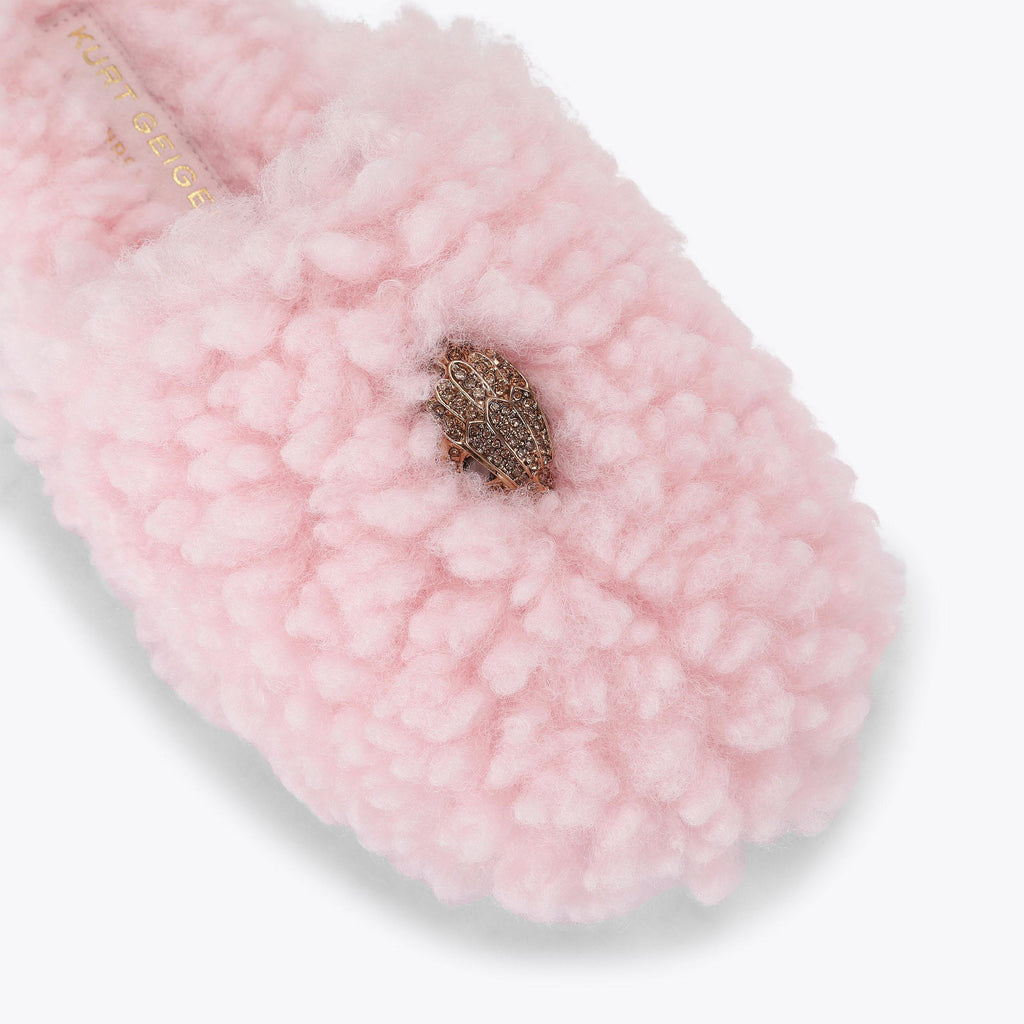 Kensington Slippers in Pale Pink Faux Fur