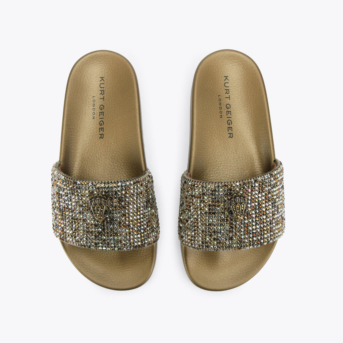 Meena Eagle Slide Sandals in Houndstooth Textile