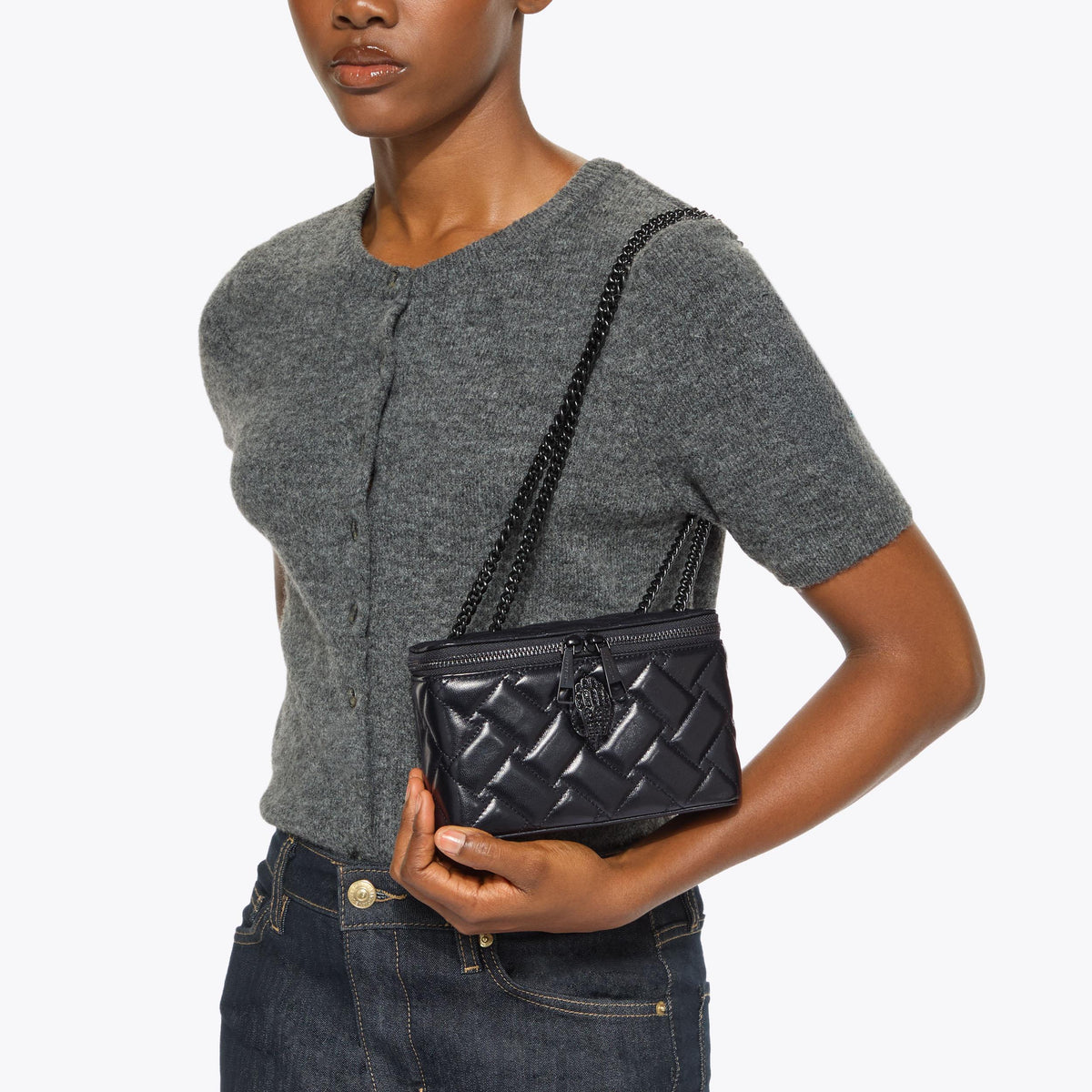 Mini Kensington Vanity Drench Case Bag in Black Leather