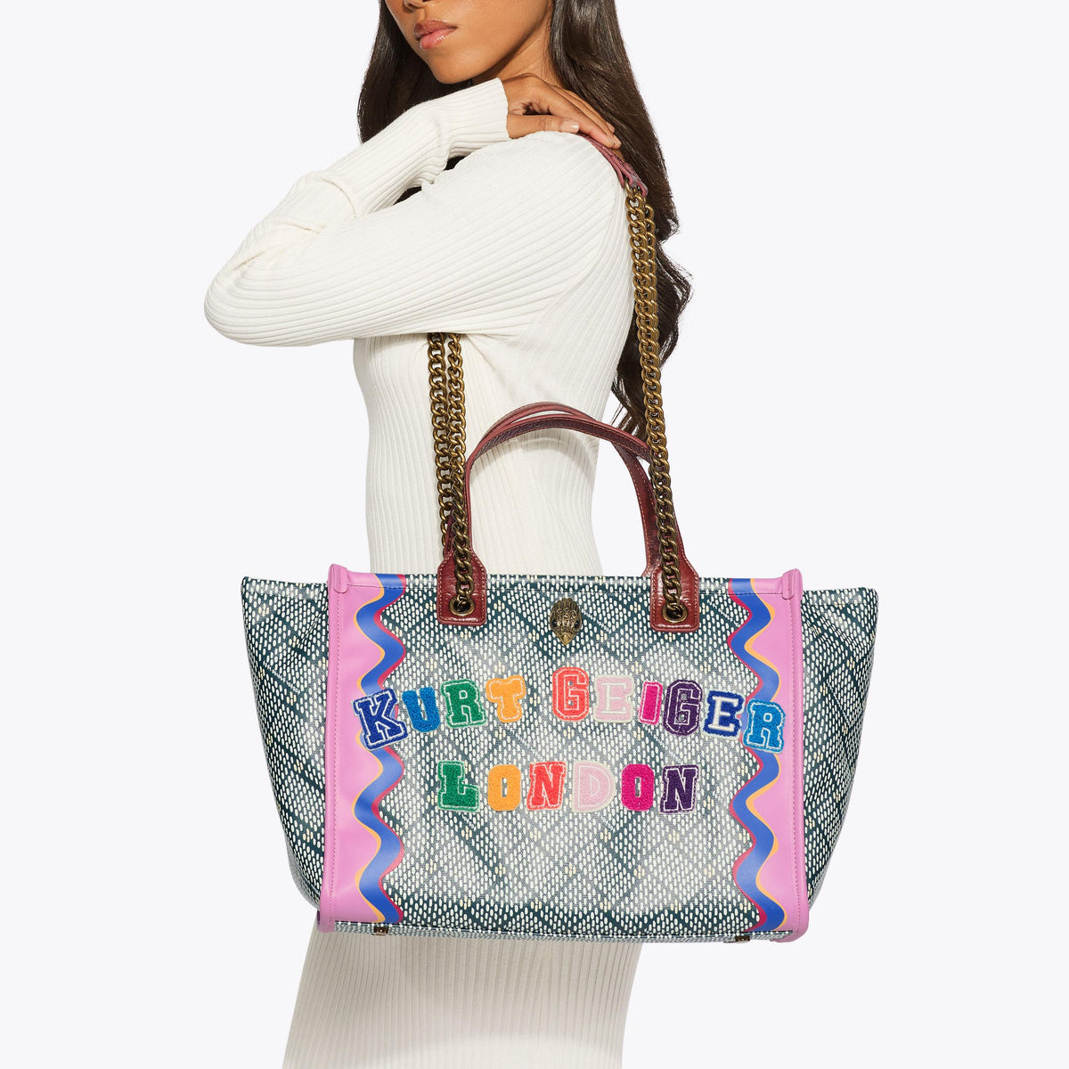Hoxton Printed Canvas Shopper Bag in Multi Colour