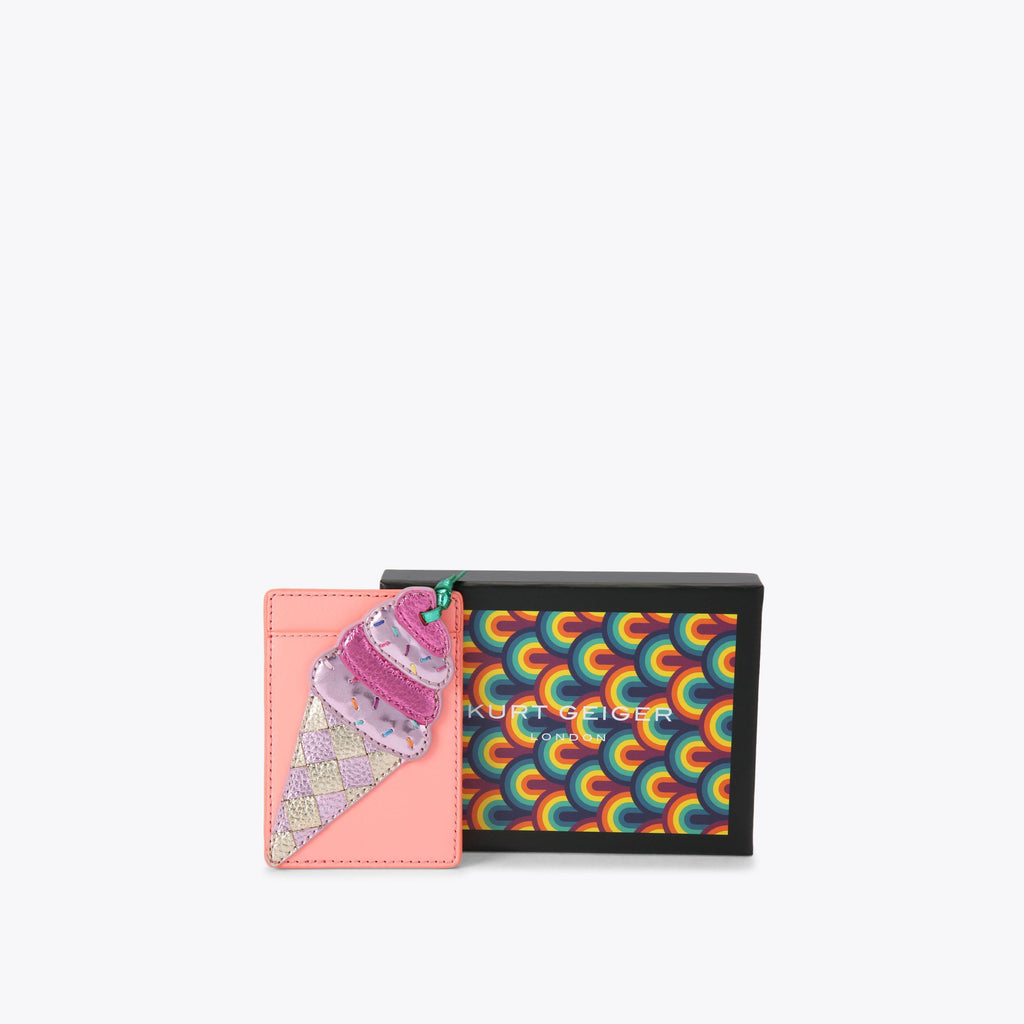 Ice Cream Card Holder in Salmon Pink Leather