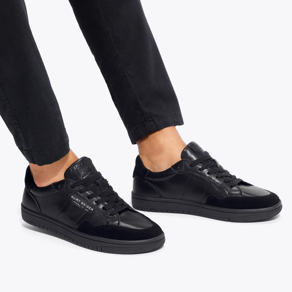 Borough Paneled Sneaker in Black Leather