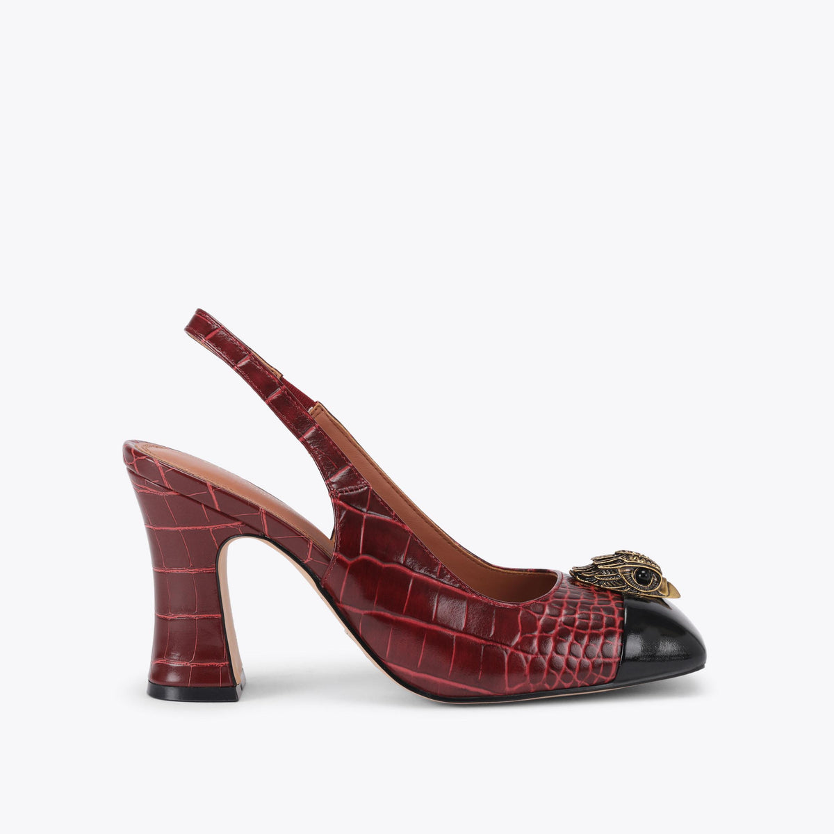 Belgravia Cap-Toe Court in Red Croc Emboss Leather