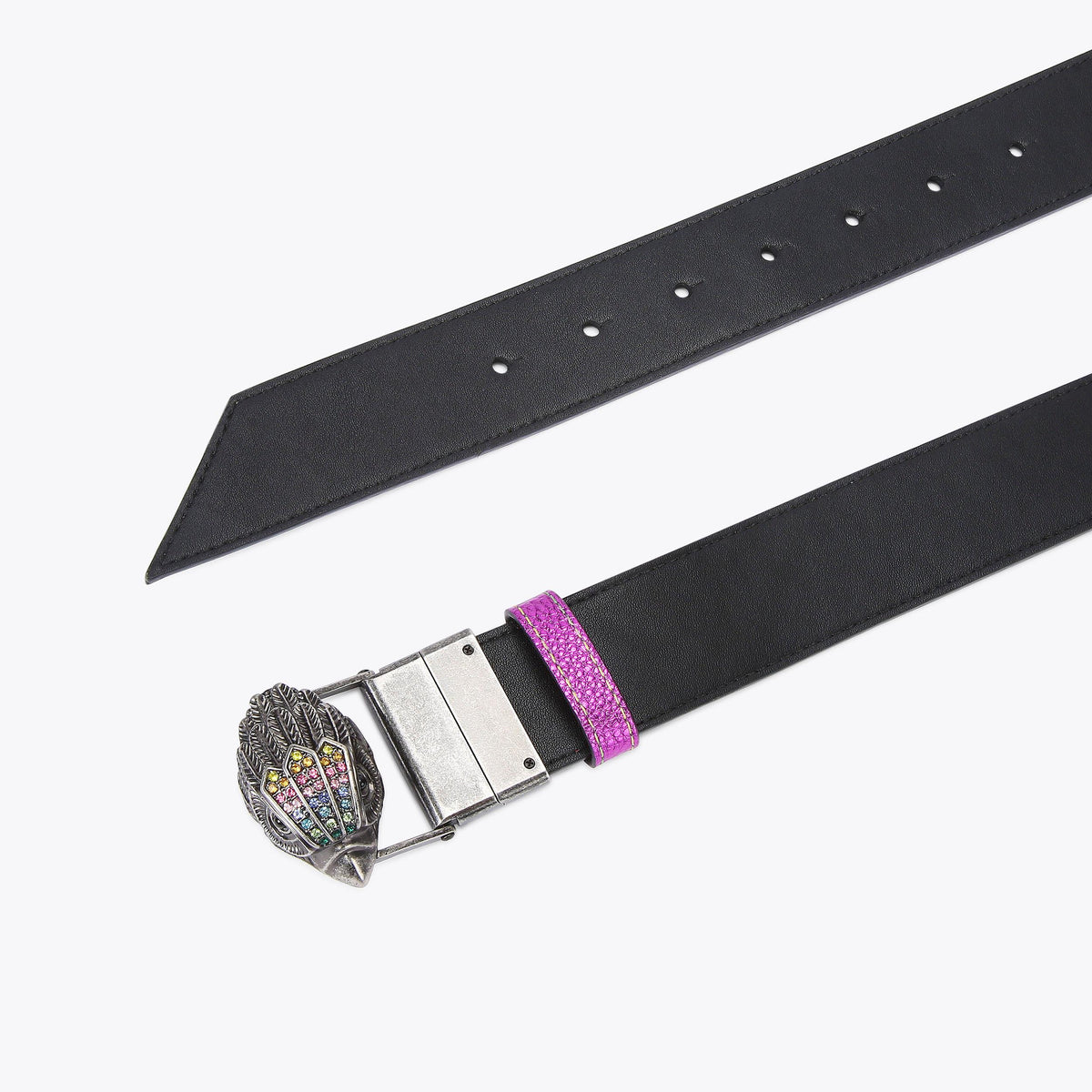 Reversible Eagle Rainbow Belt in Multi Colour Leather
