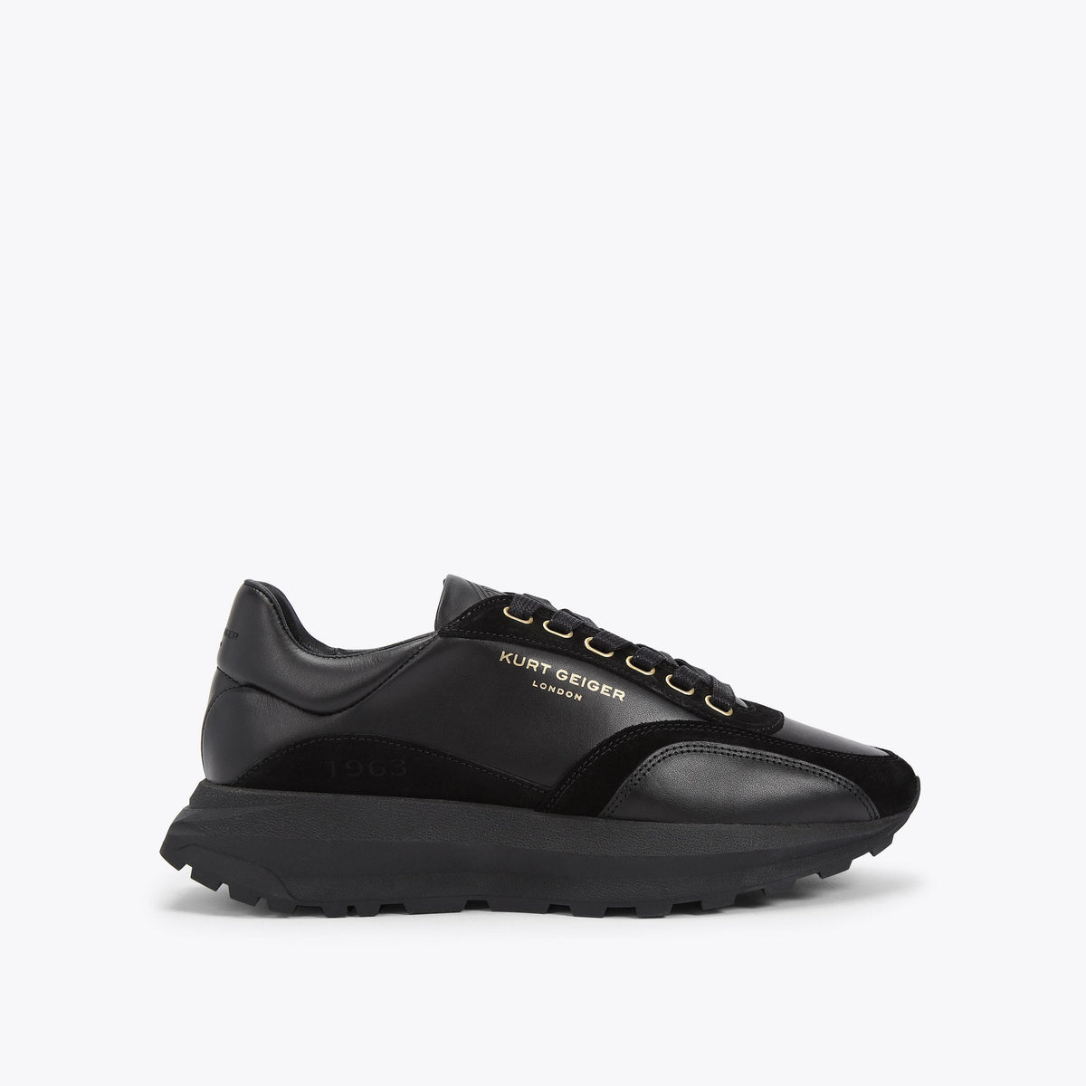 Gaspar Chunky Sole Sneaker in Black Leather