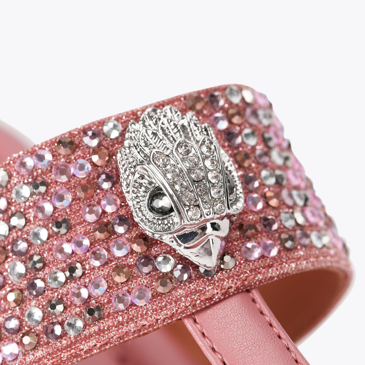 Kensington T-bar Sandals in Pink Glitter Fabric