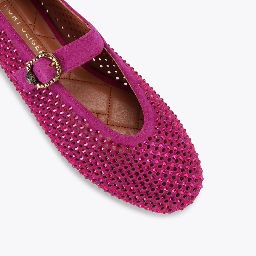 Mayfair Ballet Flat in Fuchsia Suede