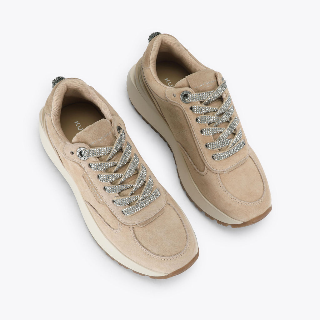 Metro Runner Sneakers in Beige Suede