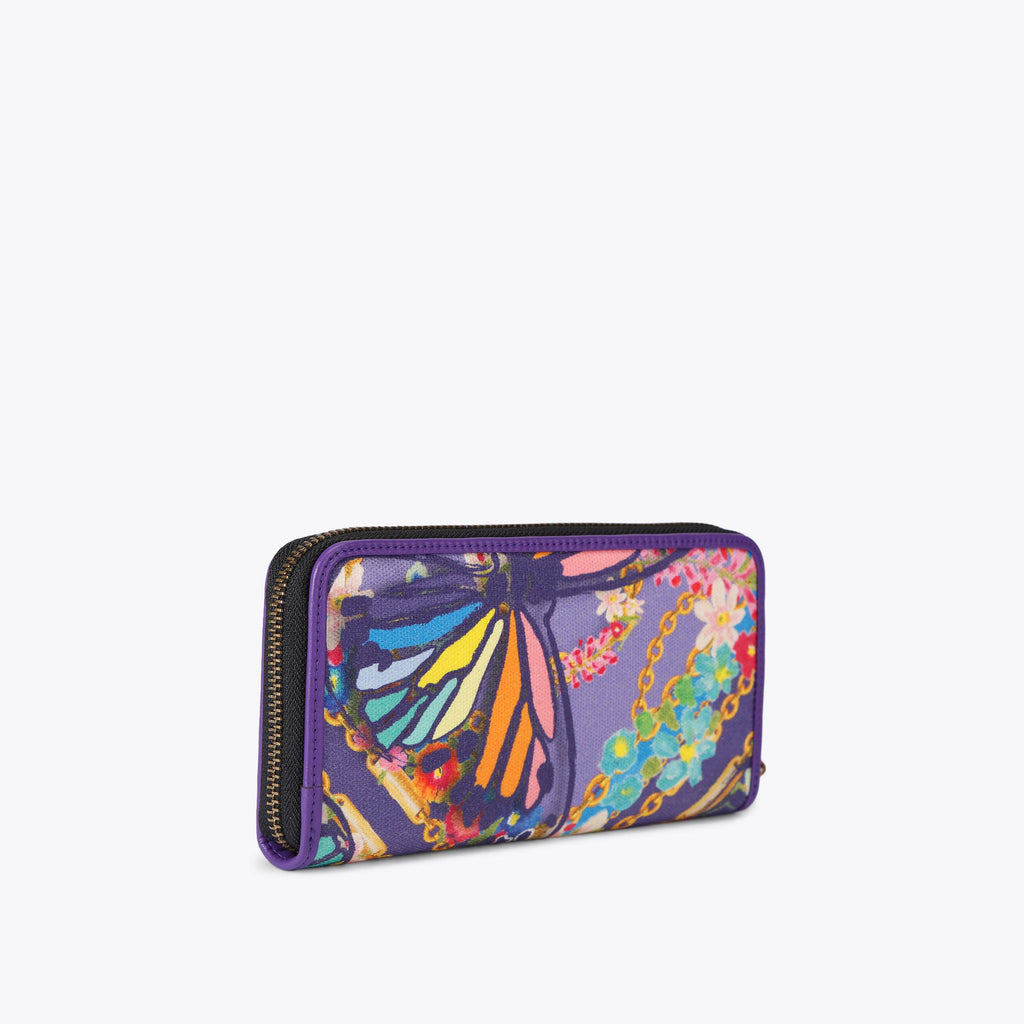 Kensington Kurt Zip Around Wallet in Lilac Floral Fabric