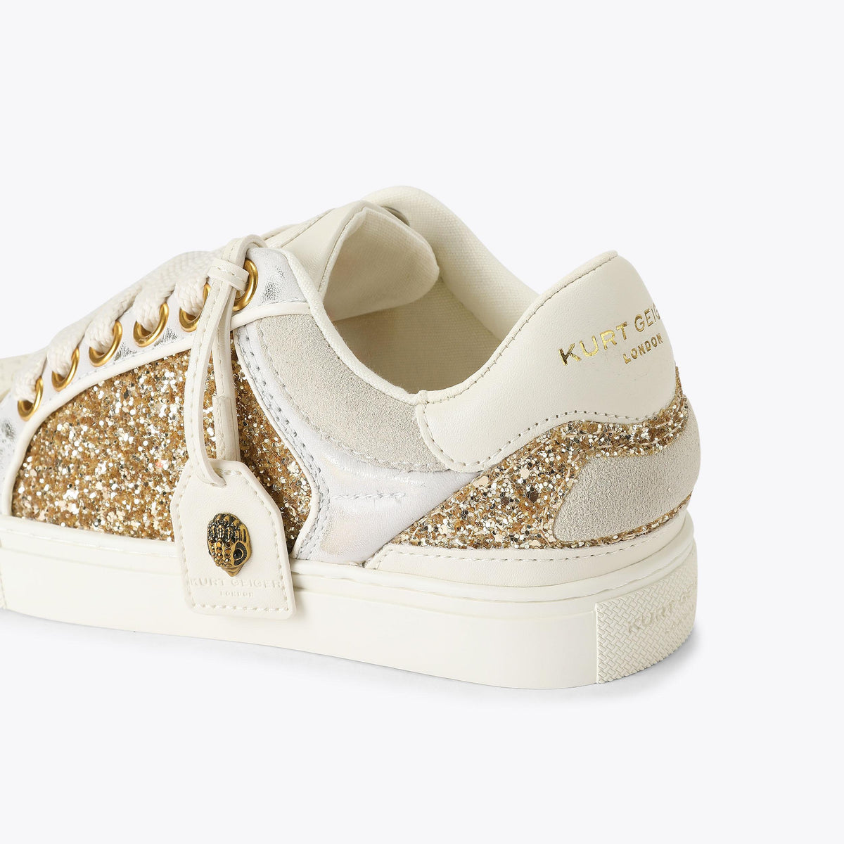 Southbank Tag Slim Sneakers in Gold Glitter Leather