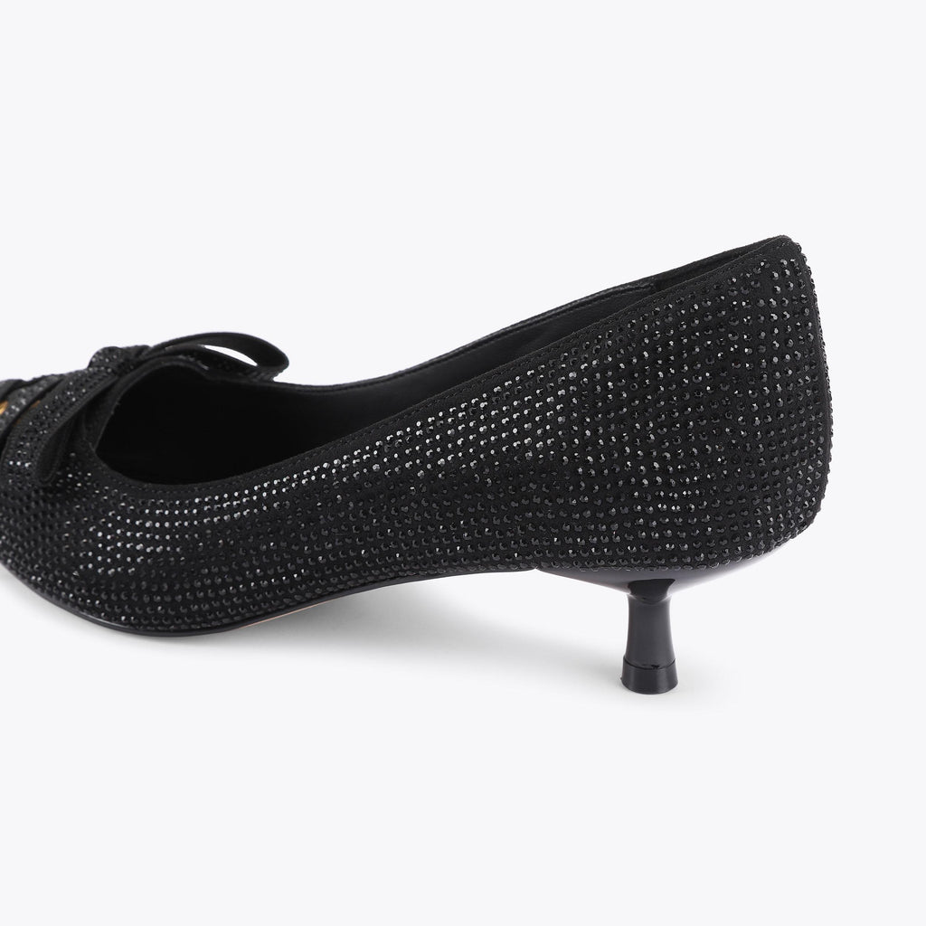 Wisteria Kitten Heel in Black Fabric