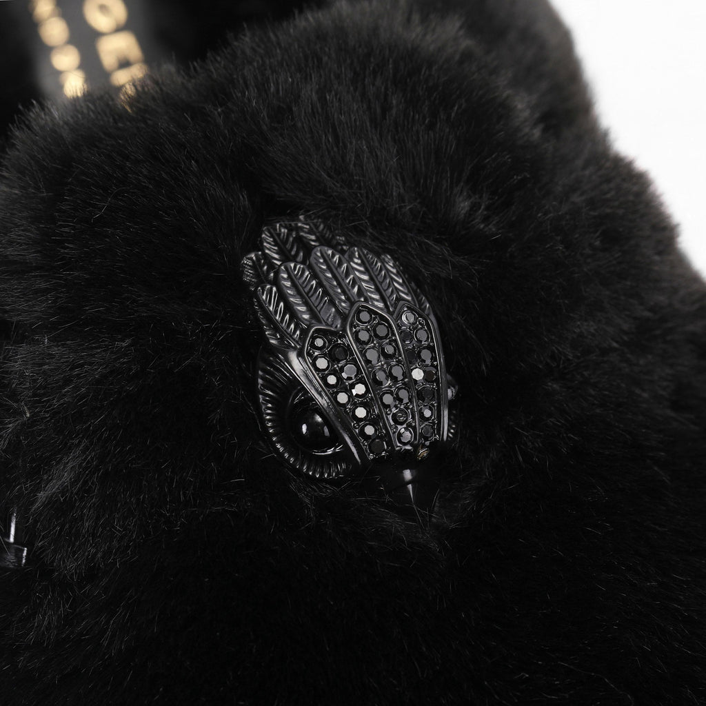 Snug Eagle Backless Mule in Black Faux Fur