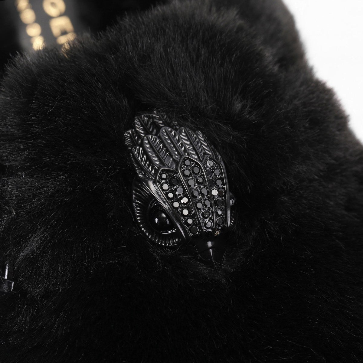 Snug Eagle Backless Mule in Black Faux Fur