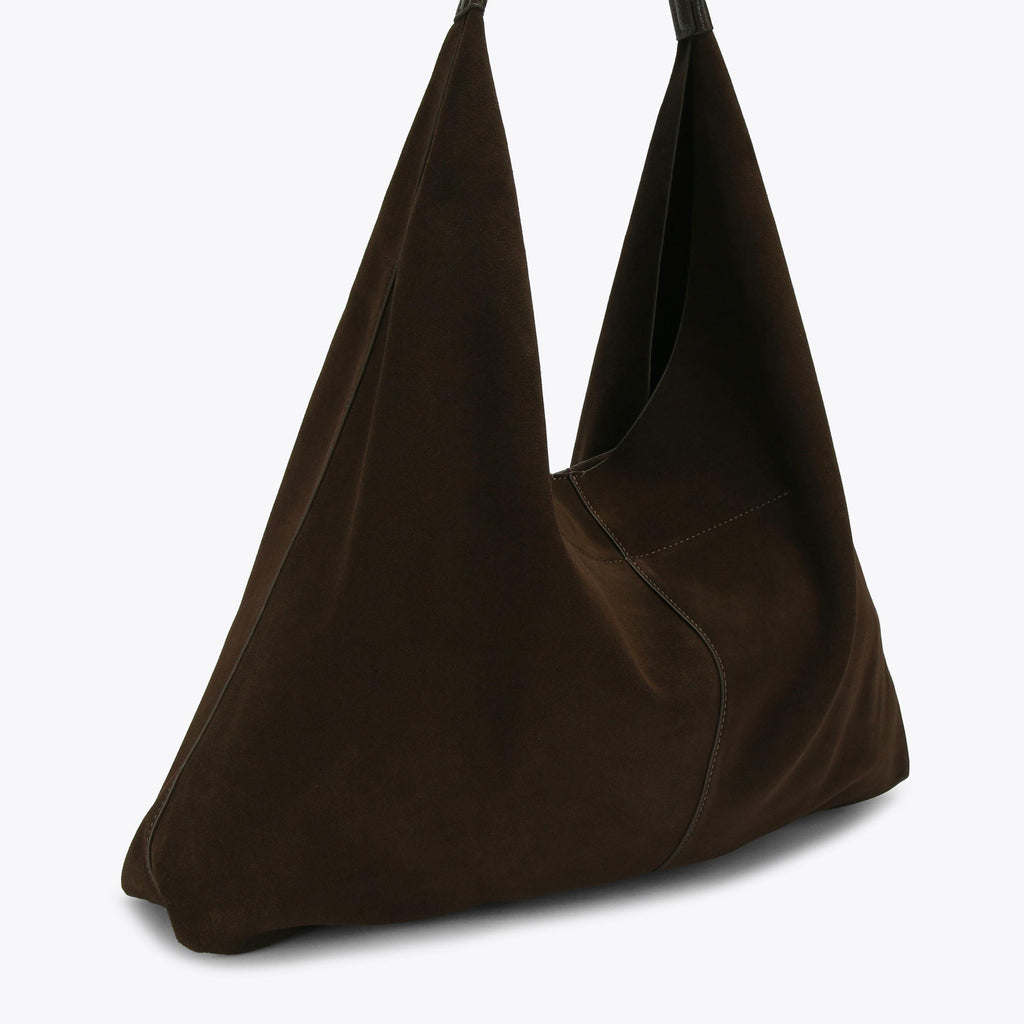 Large Chelsea Slouch Hobo Bag in Dark Brown Suede