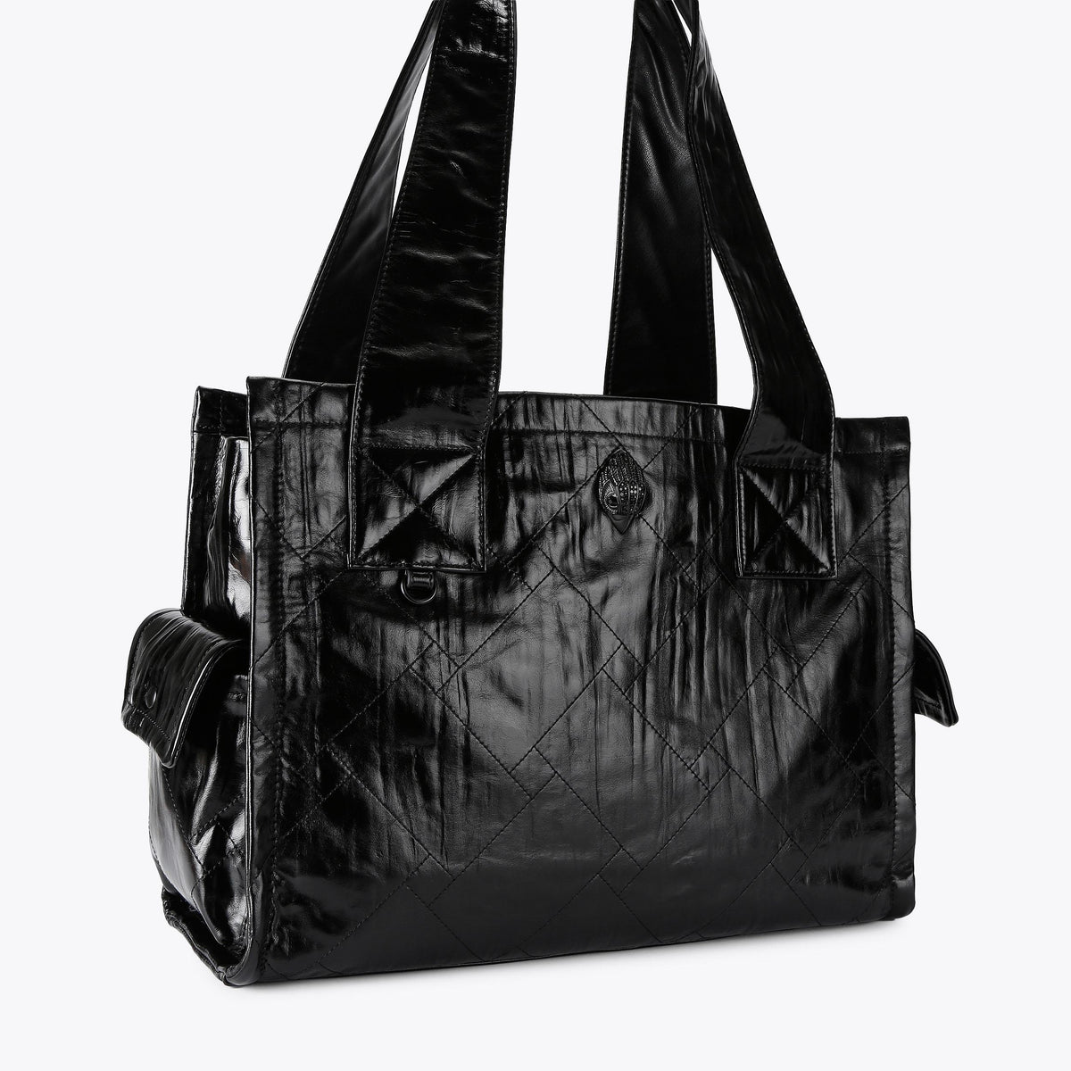 Celia Drench Tote Bag in Black Quilted Canvas