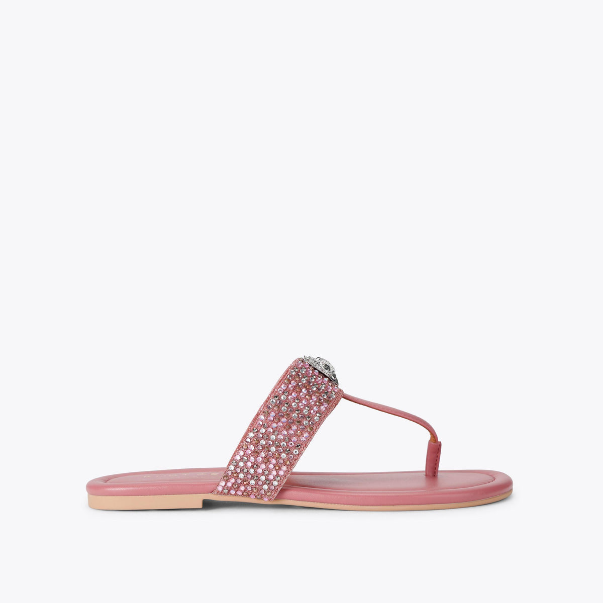 Kensington T-bar Sandals in Pink Glitter Fabric