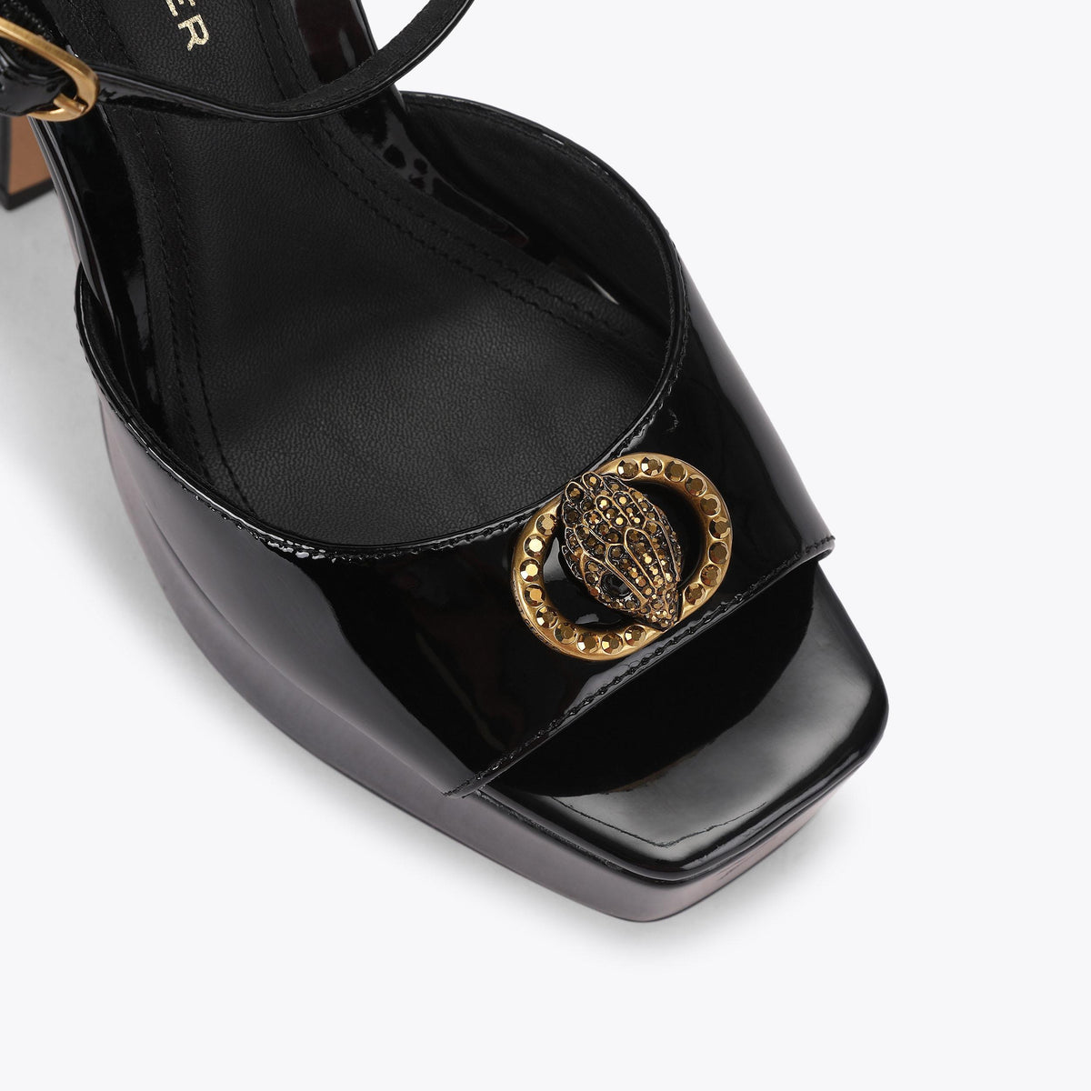 Chelsea Peep-Toe Platform Heel in Black Patent