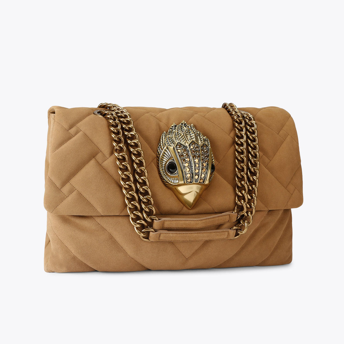 Macro Kensington Shoulder Bag in Tan Suede