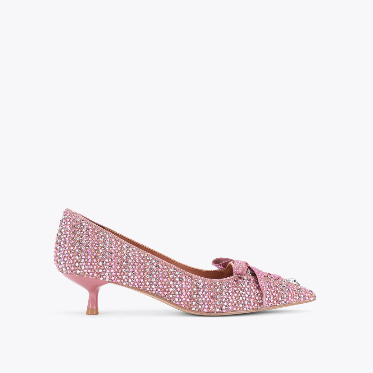 Wisteria Crystal Kitten Heel in Pink Fabric